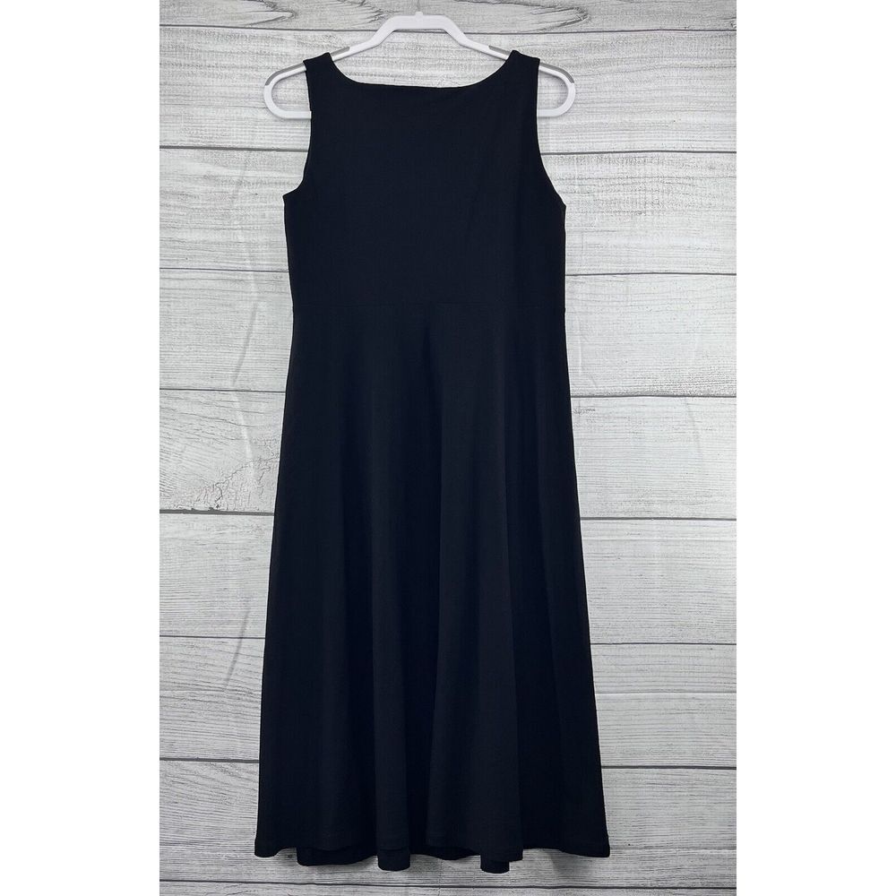 Eileen Fisher Fit & Flare Black Stretch Scoop Neck Tank Dress Size S Casual - Picture 2 of 6